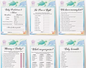 14 Under the Sea Baby Shower Games, Ocean Baby Shower Games Bundle, Boy Baby Shower Games , Sea Animals Baby Shower Games, Gender Neutral