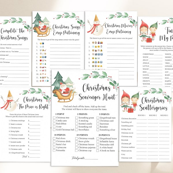 12 Christmas Games Bundle, Christmas Party Games, School Christmas Games, Office Christmas, Christmas Games Printable, Family Christmas