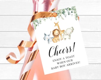 Champagne Wine Bottle Tags, Editable Baby Shower Bottle Tags, Editable Wine Bottle Tags, Champagne Bottle Tags, Baby Shower Favor Tags