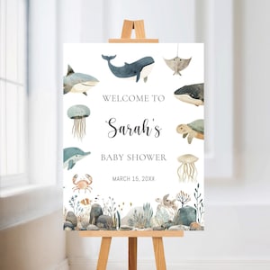 Sea Animals Welcome Sign Sea Creatures Baby Shower Welcome Sign Under the Sea Welcome Sign Ocean Baby Shower Decor Beach Baby Shower Decor