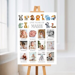 Baby&#39;s First Year Poster Template, Baby&#39;s First Year Milestone Board, Baby&#39;s First Year Photo Poster, 1st Birthday Photo Milestone