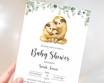 Sloth Baby Shower Invitation, Sloth Baby Shower Invite, Sloth Baby Shower, Boy Baby Shower Invitation, Gender Neutral Baby Shower