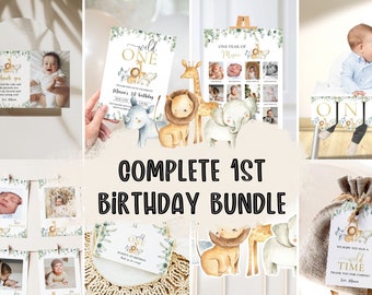 Wild One 1st Birthday Bundle, Safari Wild One Birthday, Wild One Invitation Bundle, One Birthday Invite, 1st Birthday Invite, Birthday Boy