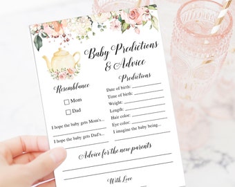 Editable Baby Predictions and Advice Card, Baby Predictions Game, Baby Predictions Card, Baby Predictions Game, Baby Shower Advice Cards