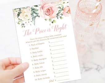 Editable The Price is Right Baby Shower Game, The Price is Right Game, Guess the Price, Floral The Price is Right, Baby Shower Game Cards