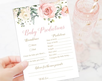 Editable Baby Predictions and Advice Card, Baby Predictions Game, Baby Predictions Card, Baby Predictions Game, Baby Shower Advice Cards
