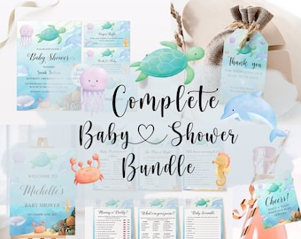 Under the Sea Baby Shower Bundle, Under the Sea Baby Shower, Ocean Baby Shower Invitation, Nautical Baby Shower Games, Baby Shower Boy