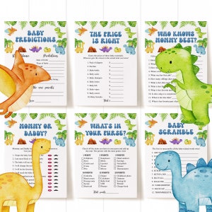 14 Dinosaur Baby Shower Games, Dino Baby Shower Games, Dinosaur Baby Shower, Greenery Baby Shower Games, Boy Baby Shower Games