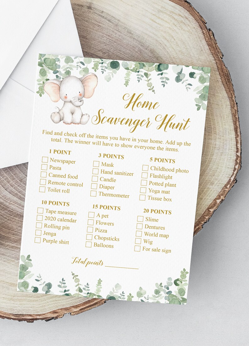 Virtual Baby Shower Games Home Scavenger Hunt Indoor Etsy
