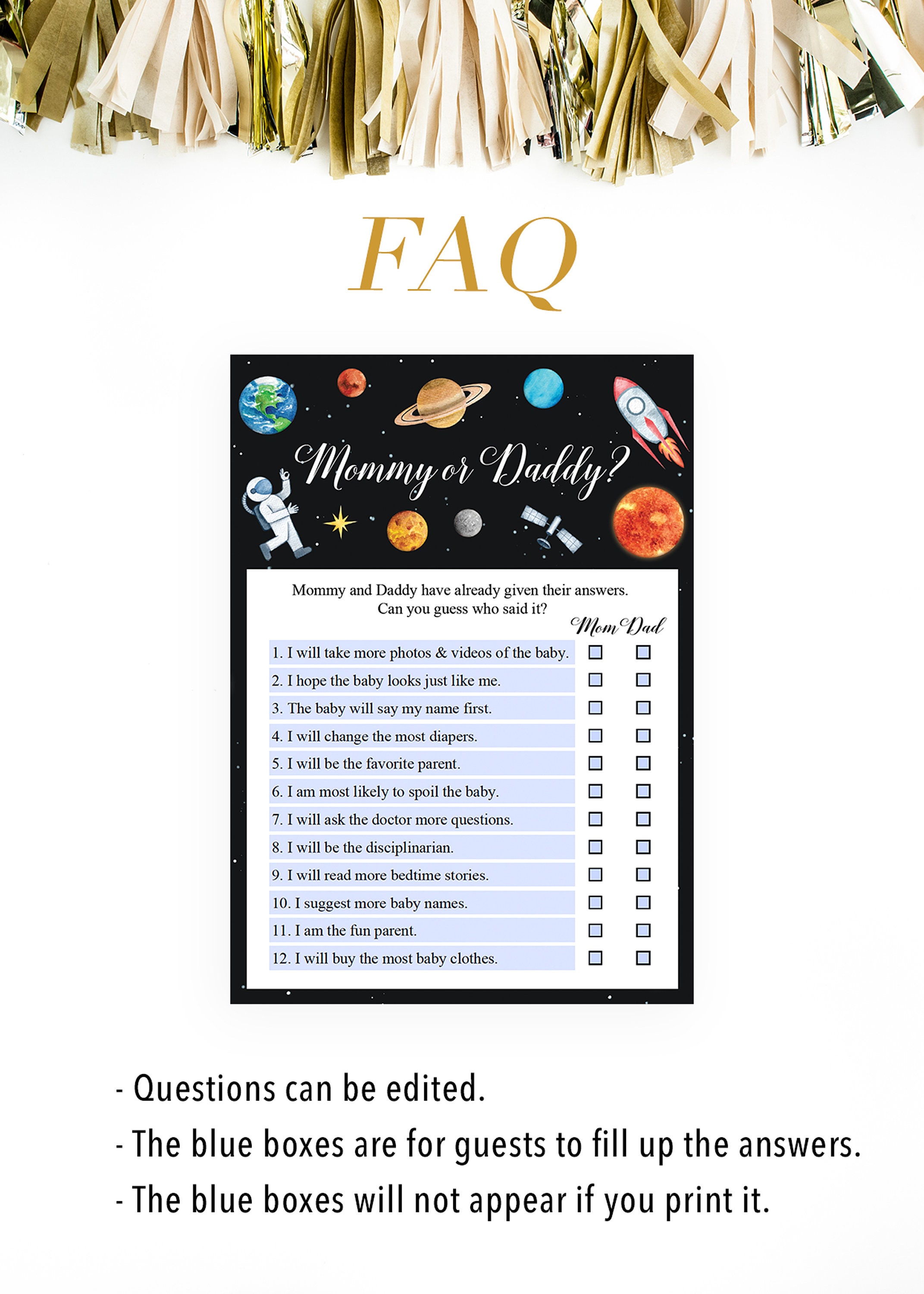 Virtual Baby Shower Games Mommy or Daddy Game Mom or Dad Etsy