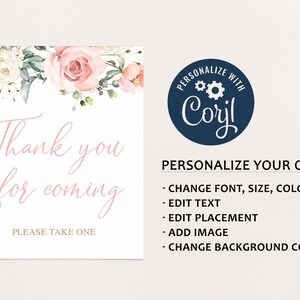 Thank You For Coming Please Take One Sign, Thanks For Coming Sign, Please Take One Sign, Favors Sign, Baby Shower Favors Sign, Baby Shower image 2