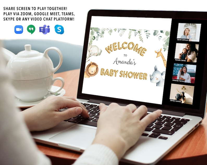 Virtual Baby Shower Games Virtual Baby Shower Zoom Baby Etsy