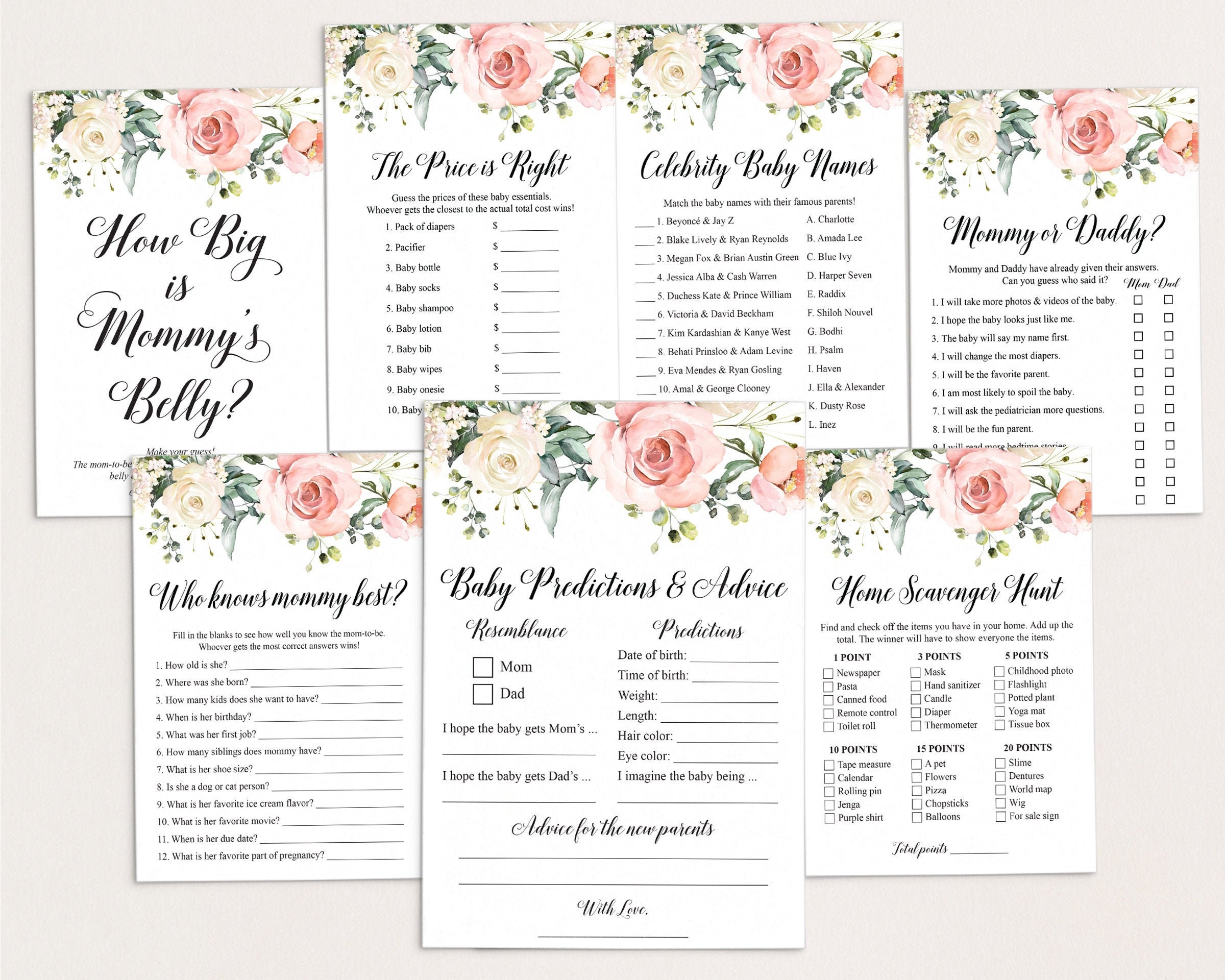 12 Virtual Baby Shower Games Bundle Zoom Baby Shower Games Etsy