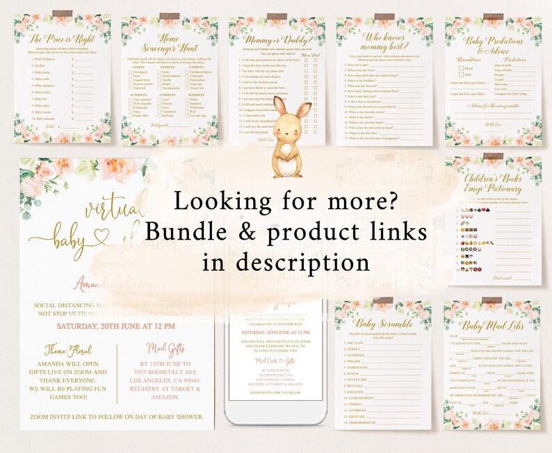 Virtual Baby Shower Games Home Scavenger Hunt Indoor Etsy