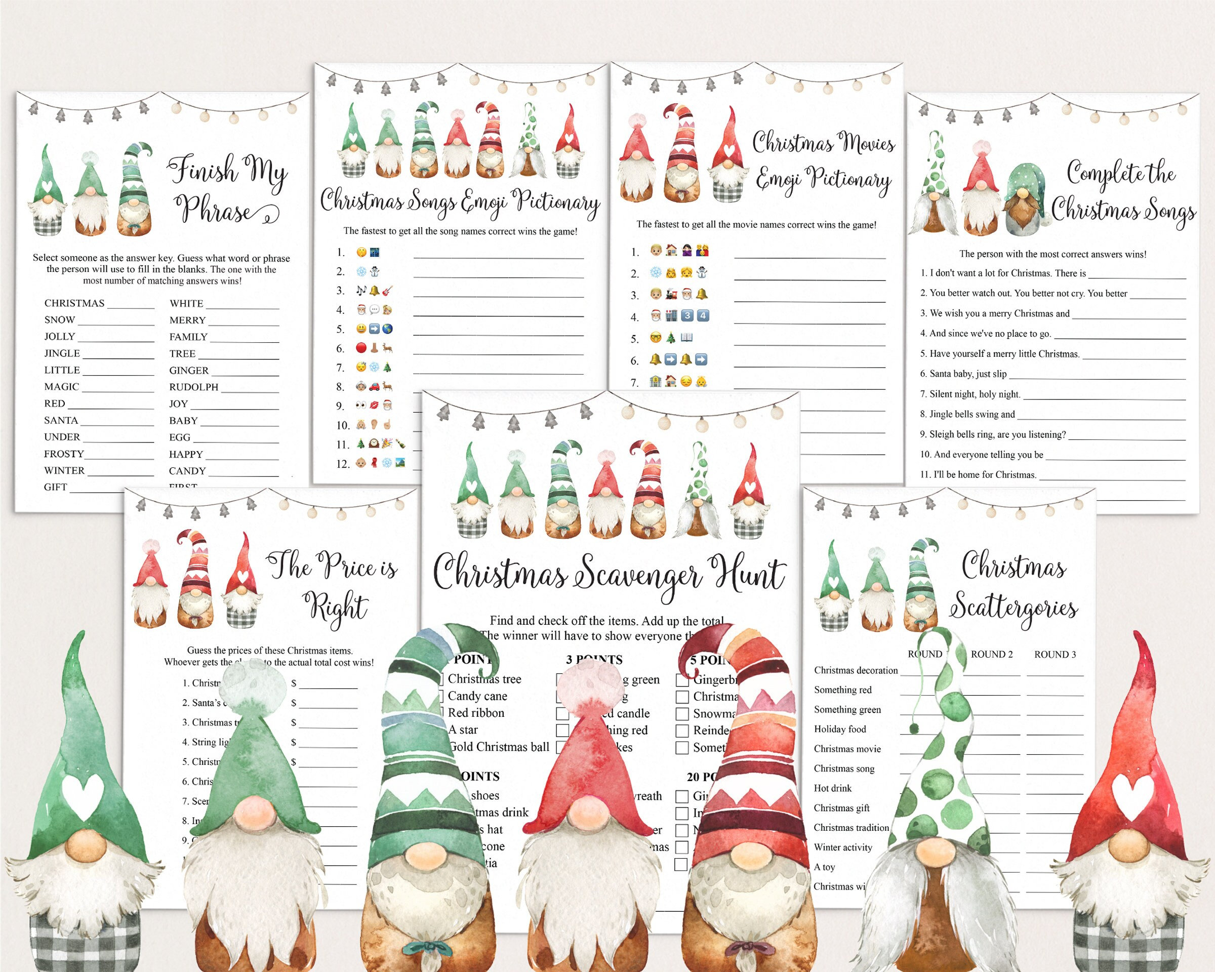 12 Christmas Games Bundle, Christmas Games, Family Christmas Games , Office Christmas Games, Holiday Party Games, School Christmas Games
