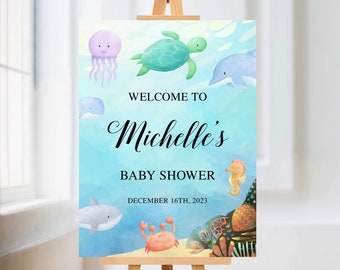 Under the Sea Baby Shower Welcome Sign, Baby Shower Welcome Sign, Sea Animals Welcome Sign, Ocean Baby Shower Sign, Sea Ocean Baby Shower