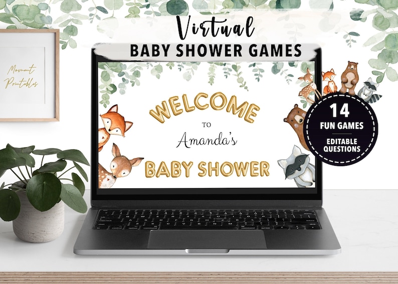 Virtual Baby Shower Games Virtual Baby Shower Zoom Baby Etsy