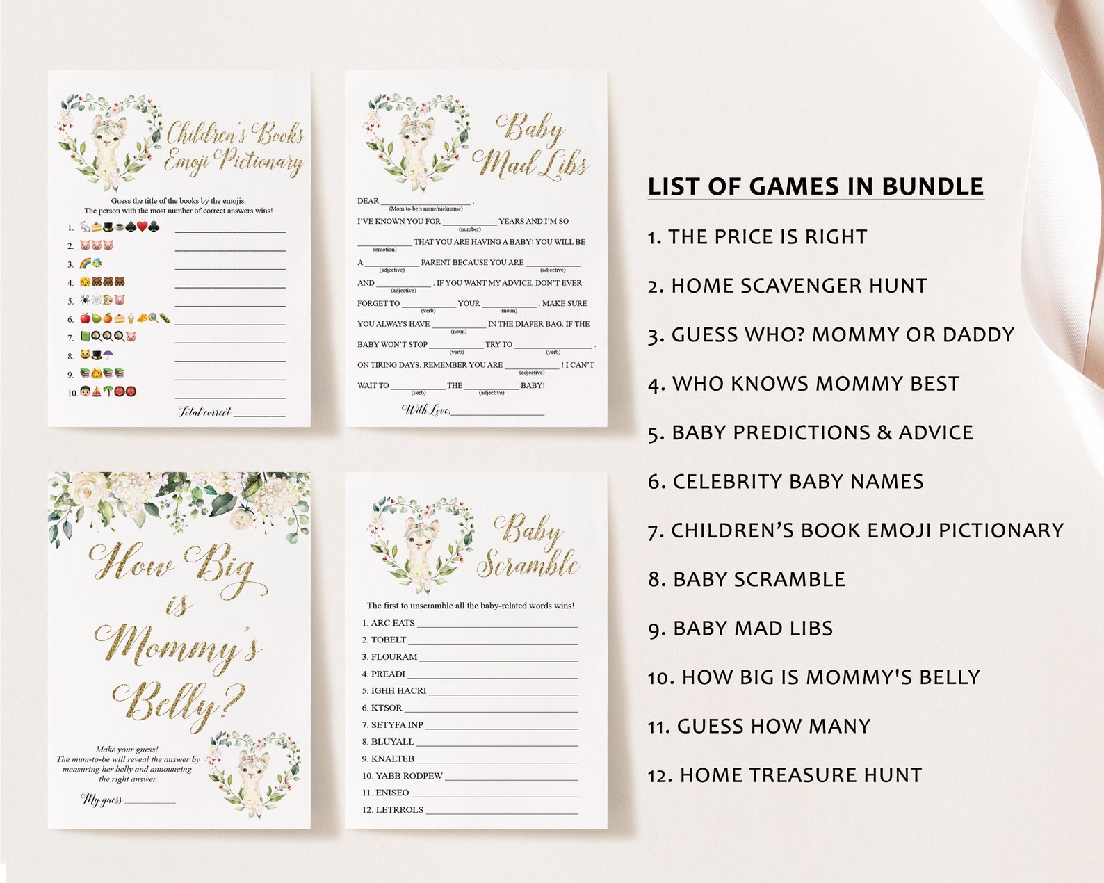 12 Virtual Baby Shower Games Baby Shower Games Virtual Baby Etsy