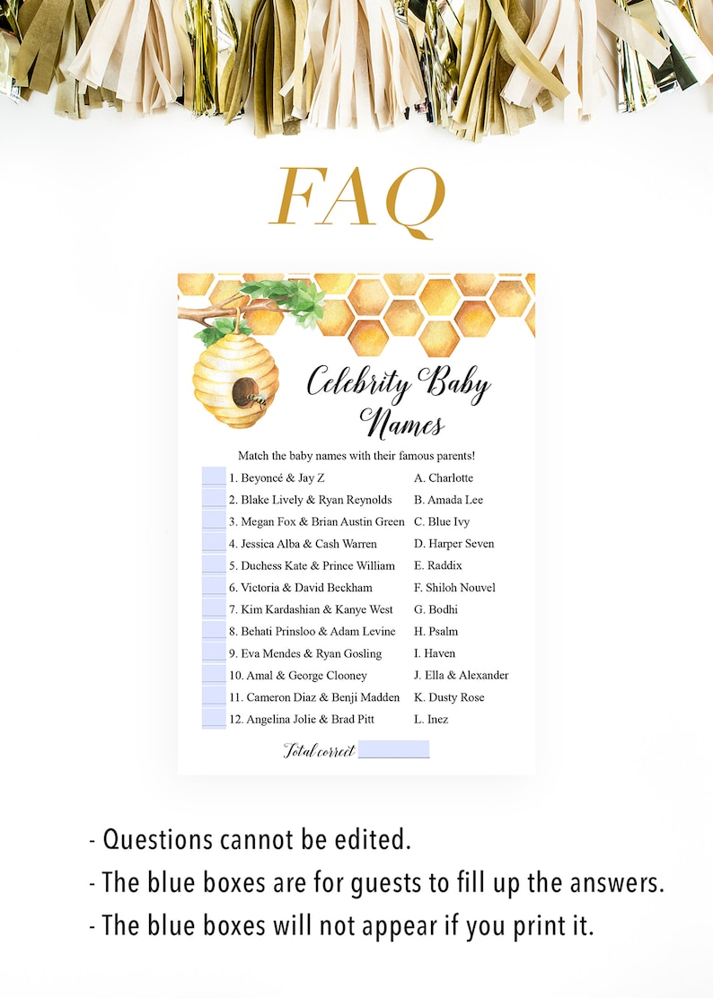 Virtual Baby Shower Games Celebrity Baby Name Game Celebrity Etsy