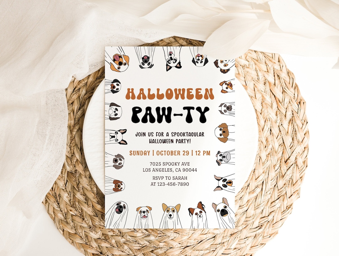 Dog Halloween Party Invite Dog Birthday Party Invitation Dog Halloween
