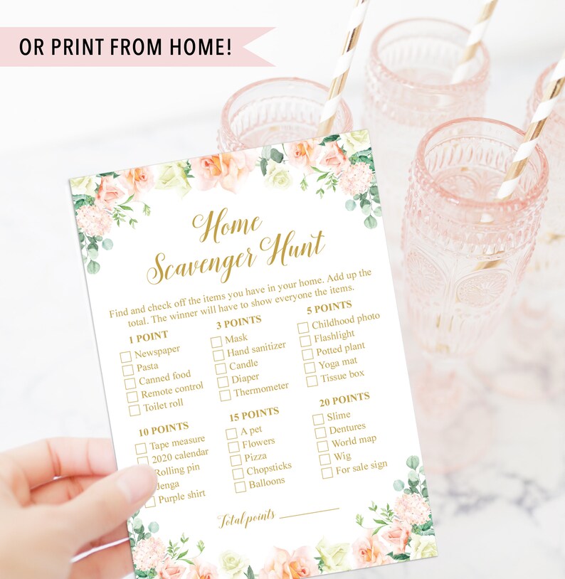 Virtual Baby Shower Games Home Scavenger Hunt Indoor Etsy