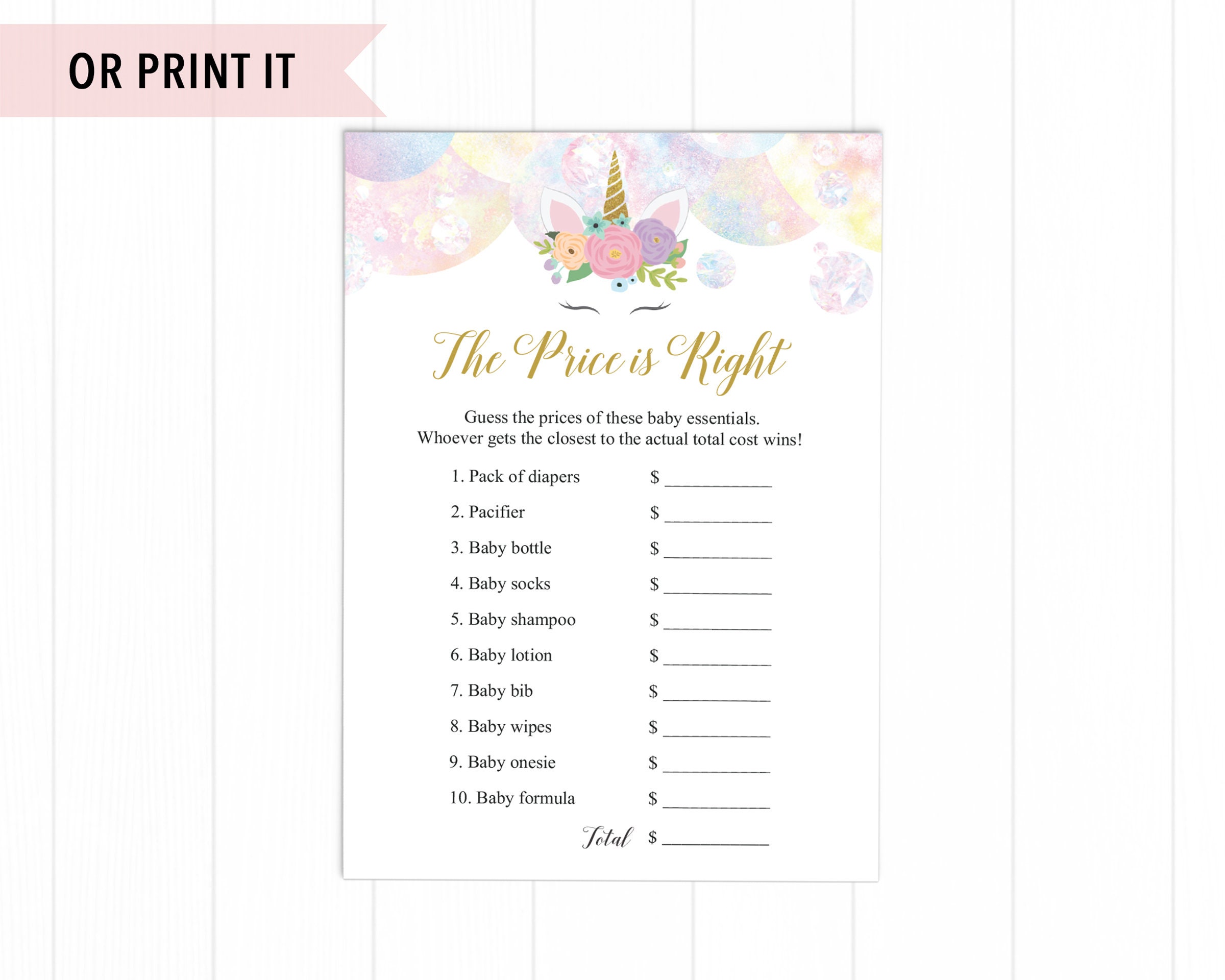 The Price is Right Virtual Baby Shower Games Editable The Etsy