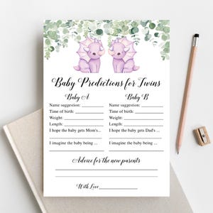 Prédictions et conseils pour bébés jumeaux, Carte de conseils pour baby shower de jumeaux, Jeux de baby shower de jumeaux, Jeux de baby shower de jumeaux, C'est des jumeaux