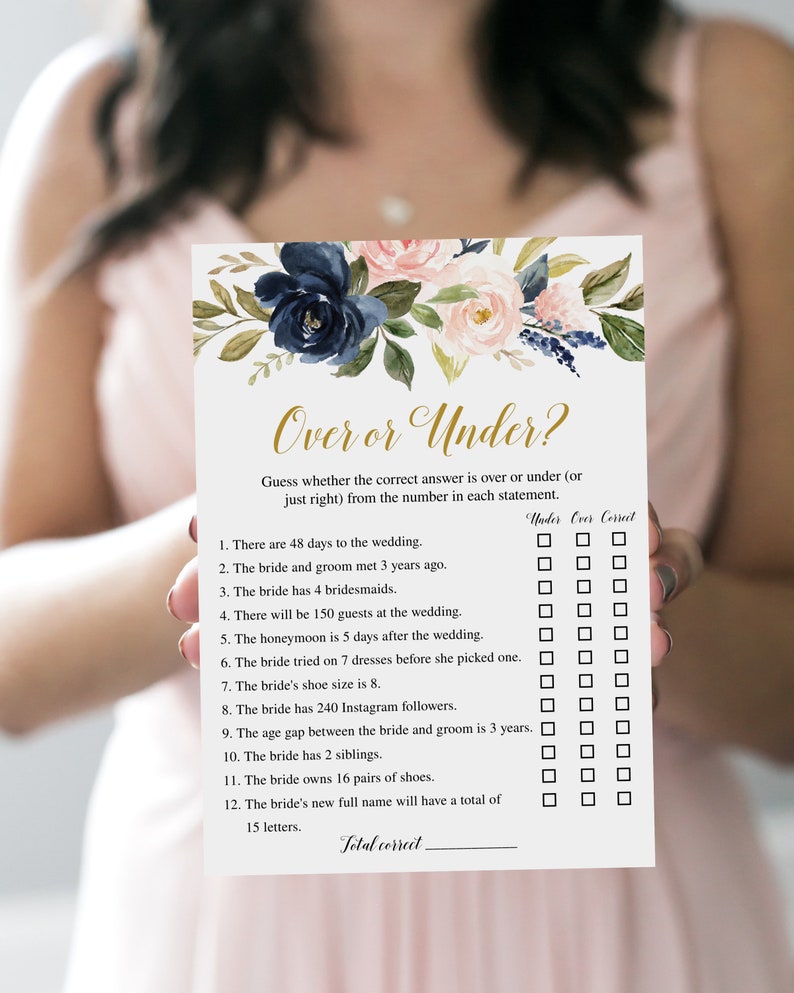 20 Navy Blush Bridal Shower Games, Printable Bridal Shower Games, Floral Bridal Shower, Wedding Shower Games, Bachelorette Party Games image 8