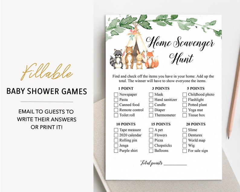 Virtual Baby Shower Games Home Scavenger Hunt Quarantine Etsy