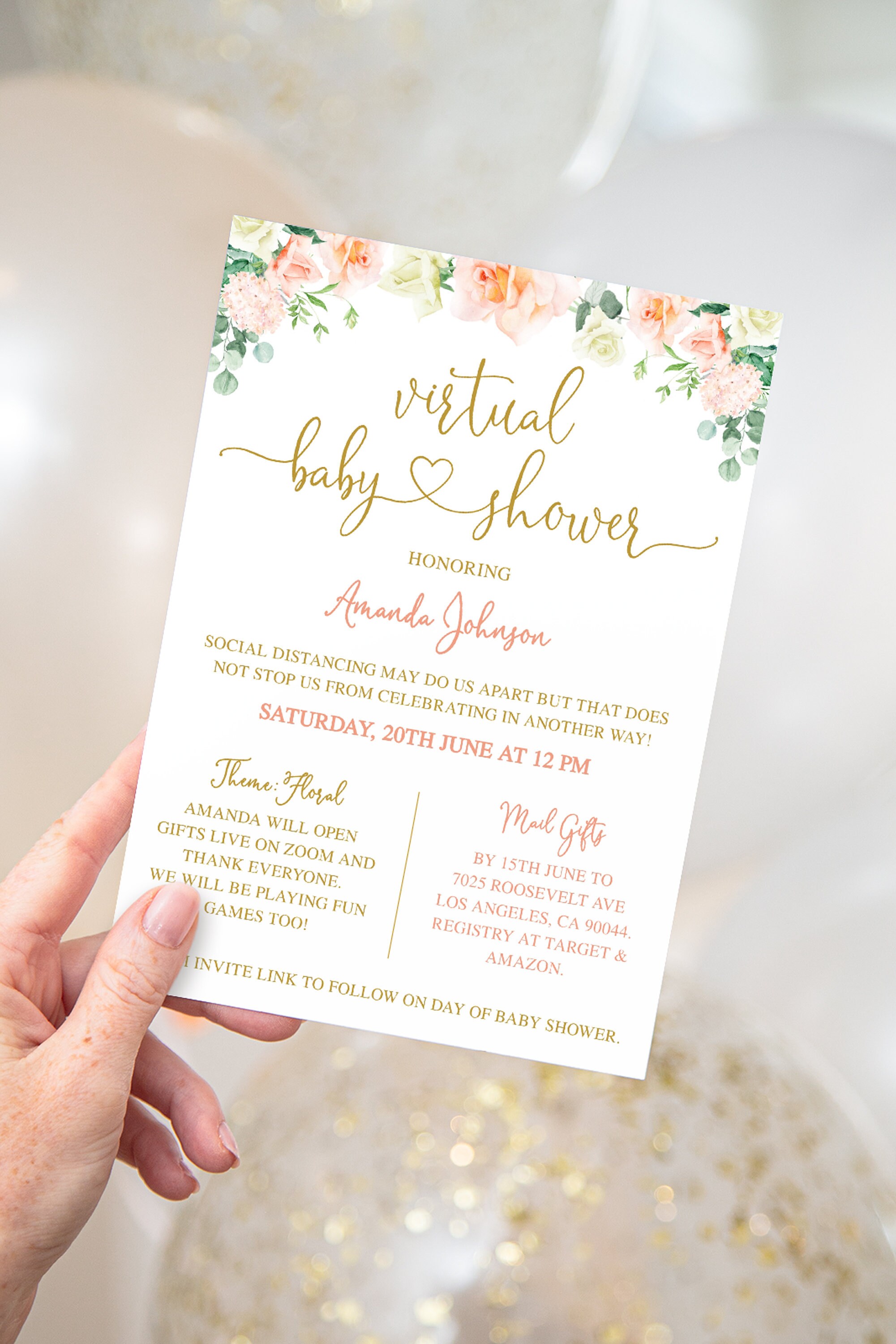Virtual Baby Shower Invitation Virtual Baby Shower Invite Etsy