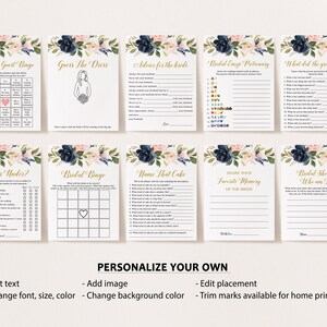 20 Navy Blush Bridal Shower Games, Printable Bridal Shower Games, Floral Bridal Shower, Wedding Shower Games, Bachelorette Party Games image 3