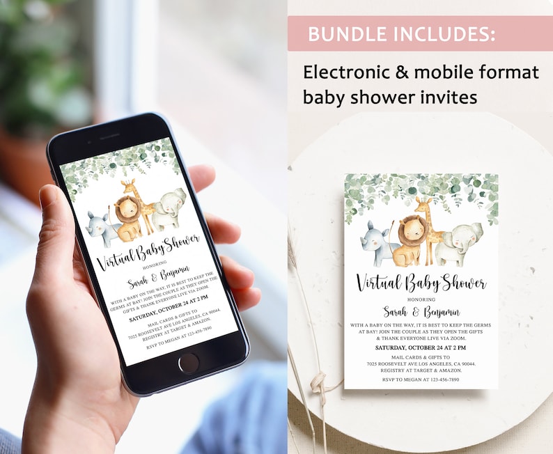 Virtual Baby Shower Full Bundle, Virtual Baby Shower Invitation, Virtual Baby Shower Games, Virtual Baby Shower, Social Distancing Shower image 2