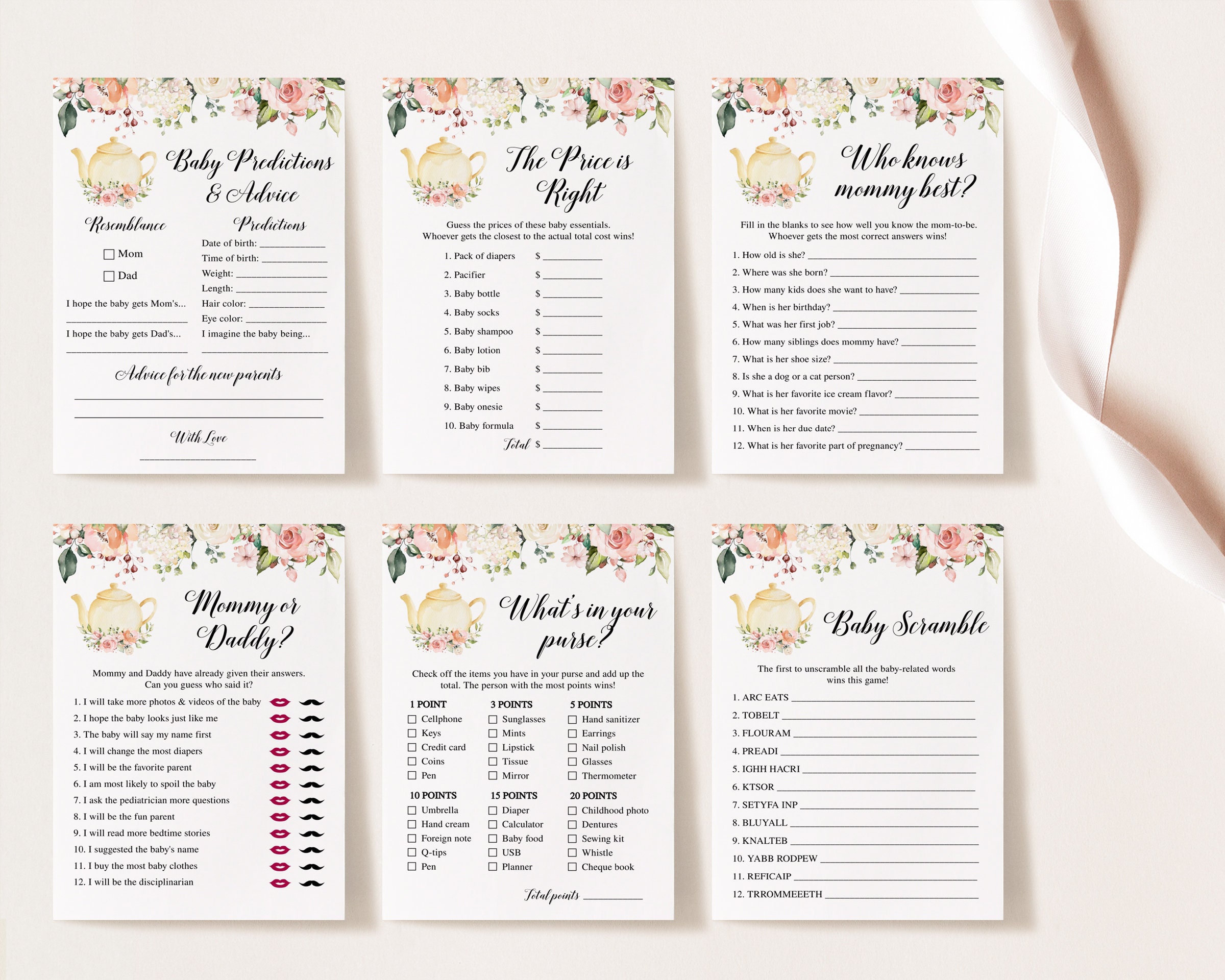 Baby Shower Party Games Bundle 10 Baby Shower Games Package Party