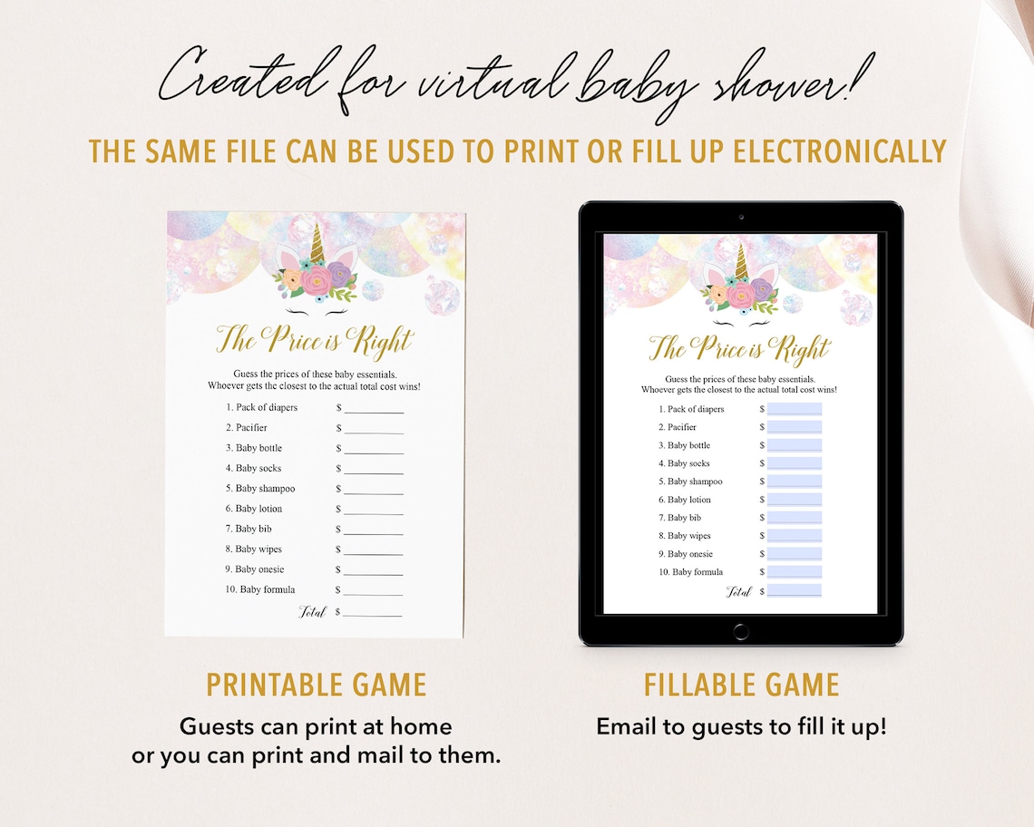 The Price is Right Virtual Baby Shower Games Editable The Etsy