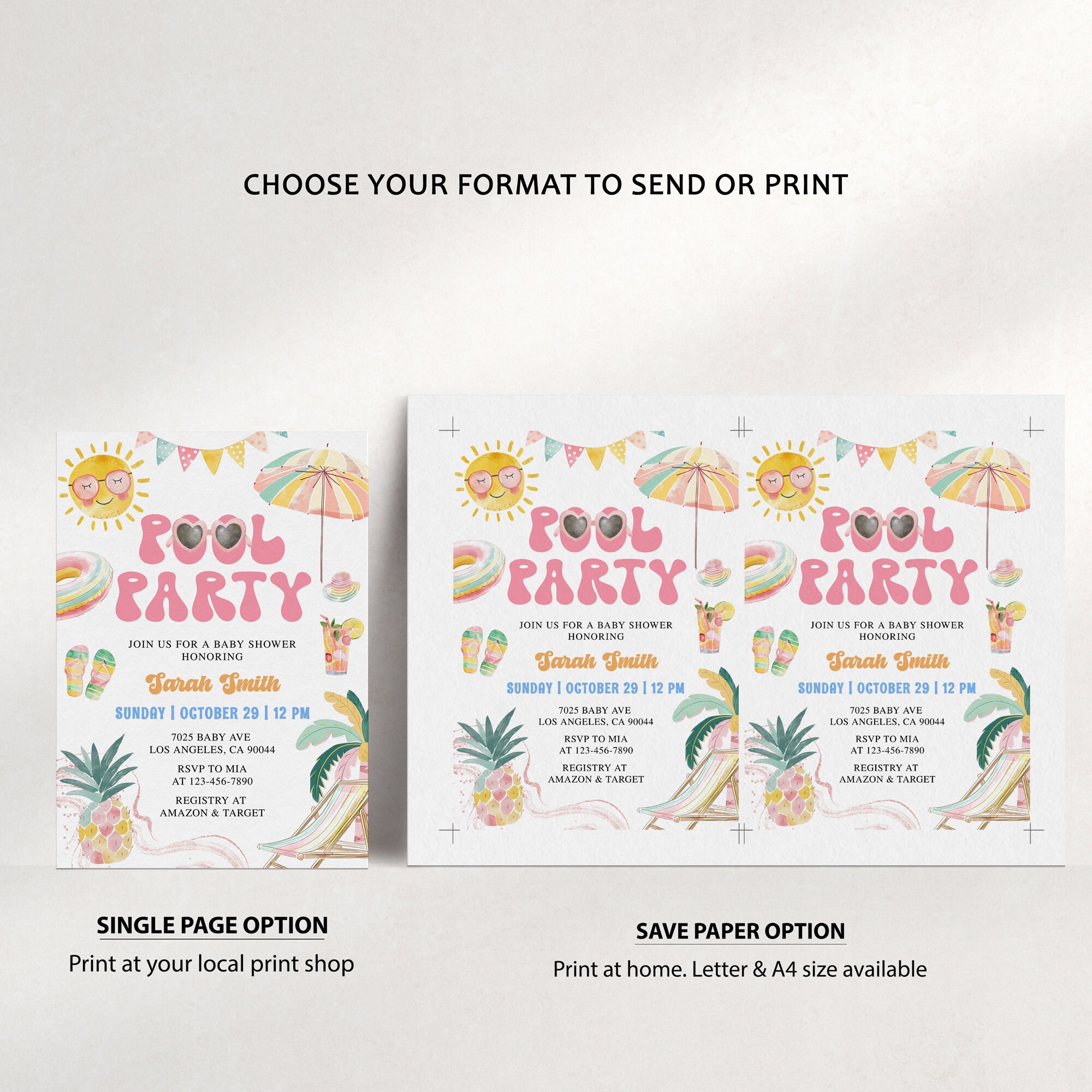 Pool Party Baby Shower Invite Summer Baby Shower Invite Pool Baby ...