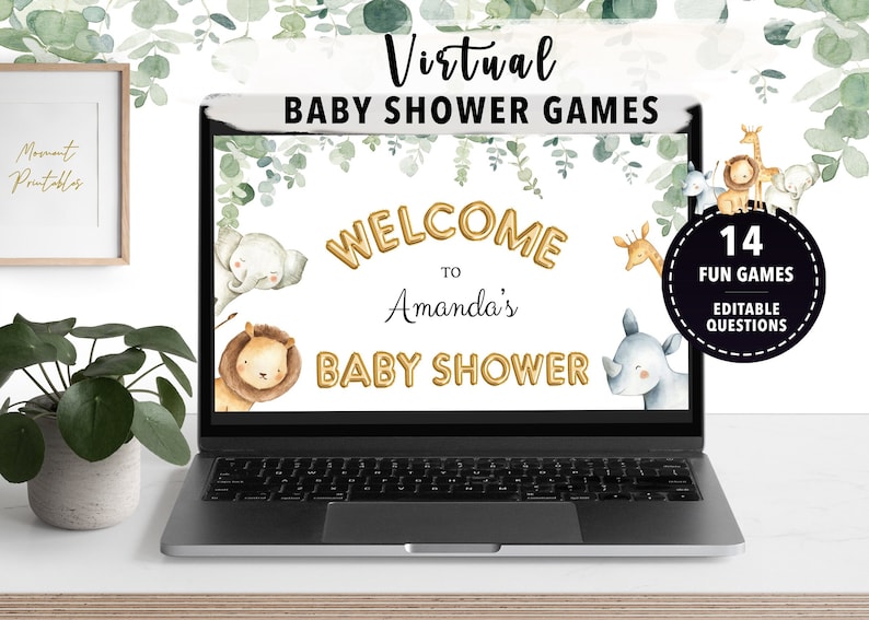 Virtual Baby Shower Games Virtual Baby Shower Zoom Baby Etsy