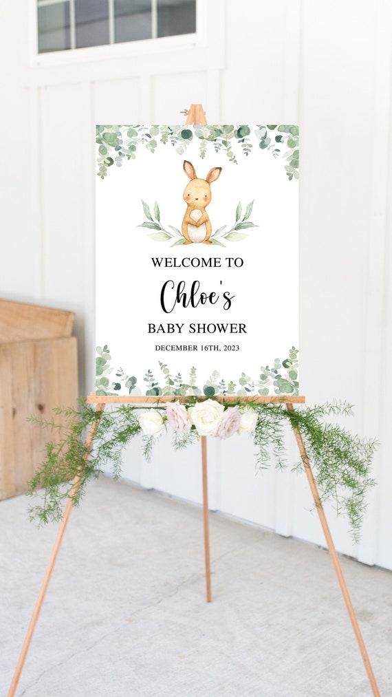 Peter Rabbit Baby Shower Welcome Sign, Editable Baby Shower Sign