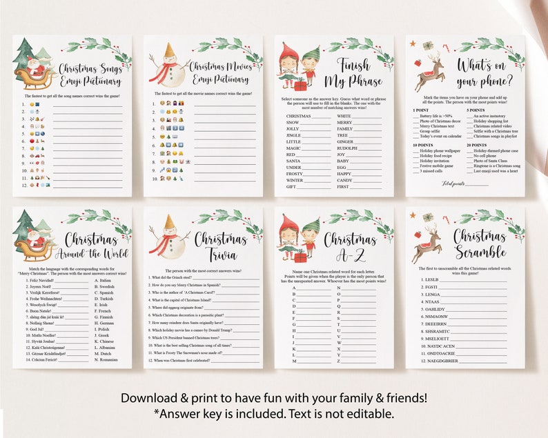 12 Christmas Games Bundle, Christmas Party Games, School Christmas Games, Office Christmas, Christmas Games Printable, Family Christmas image 3