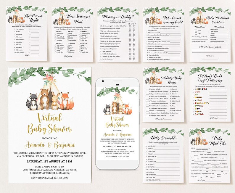 Virtual Baby Shower Full Bundle Virtual Baby Shower Etsy