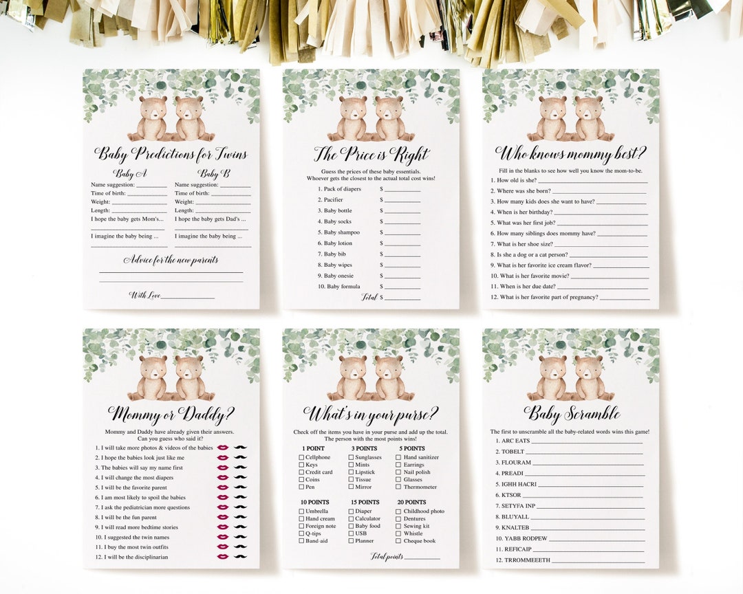 14 Twins Baby Shower Games, Twin Baby Shower Games, Twins Baby Shower