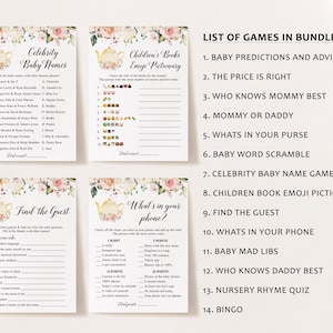 14 Tea Party Baby Shower Games, Floral Baby Shower Games, A Baby is ...