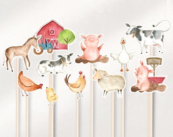 Farm Animals Centerpieces, Animals Centrepieces, Farm Animals Cutouts, Farm Animals Cake Toppers, Farm Animals Birthday, Barn Animals Party