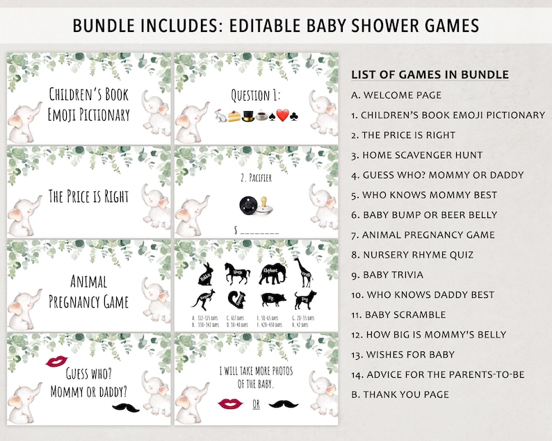 Virtual Baby Shower Games Virtual Baby Shower Zoom Baby Etsy