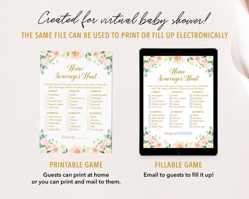 Virtual Baby Shower Games Home Scavenger Hunt Indoor Etsy