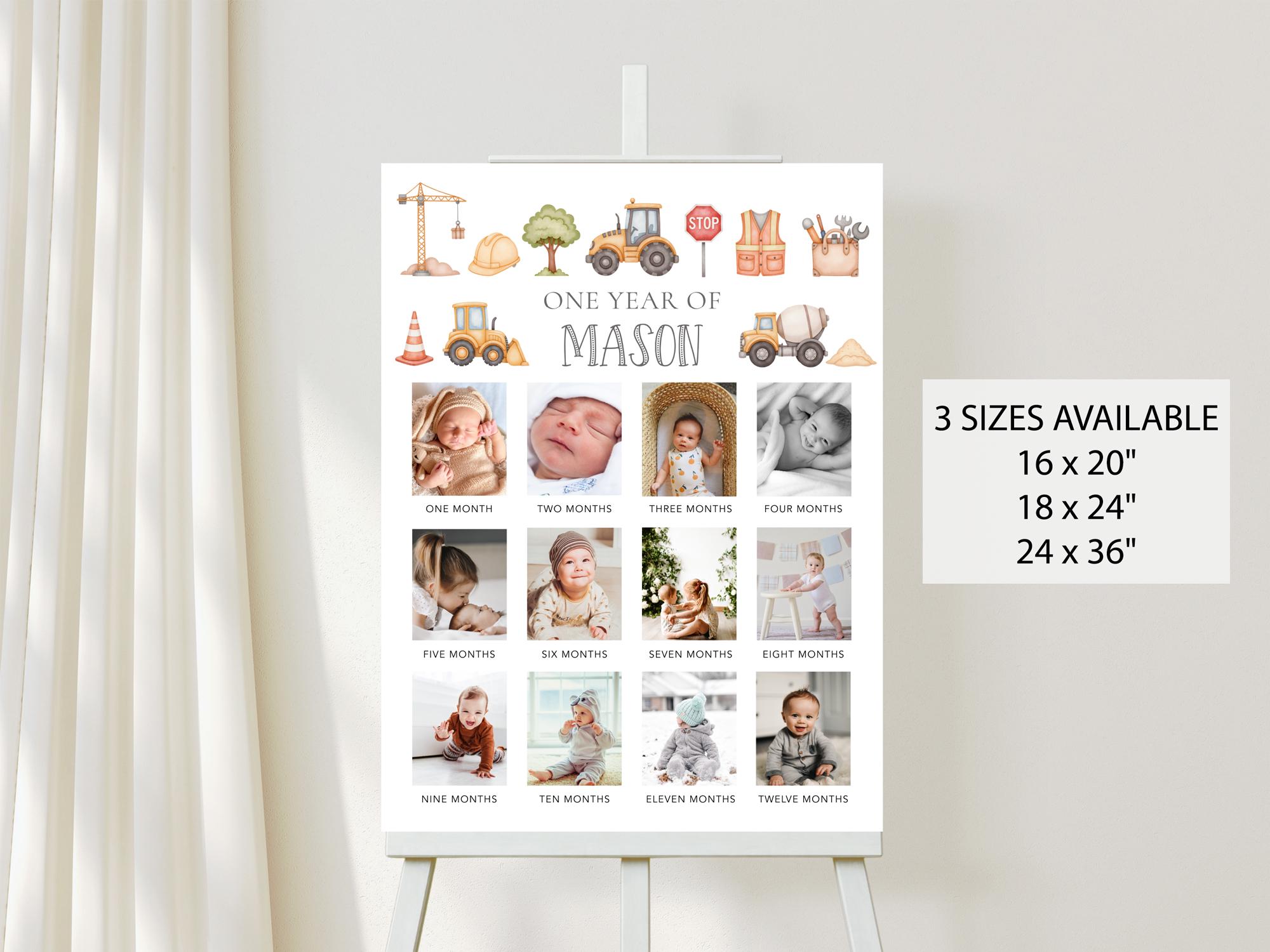 Construction First Year Poster Template, Baby's First Year Milestone ...