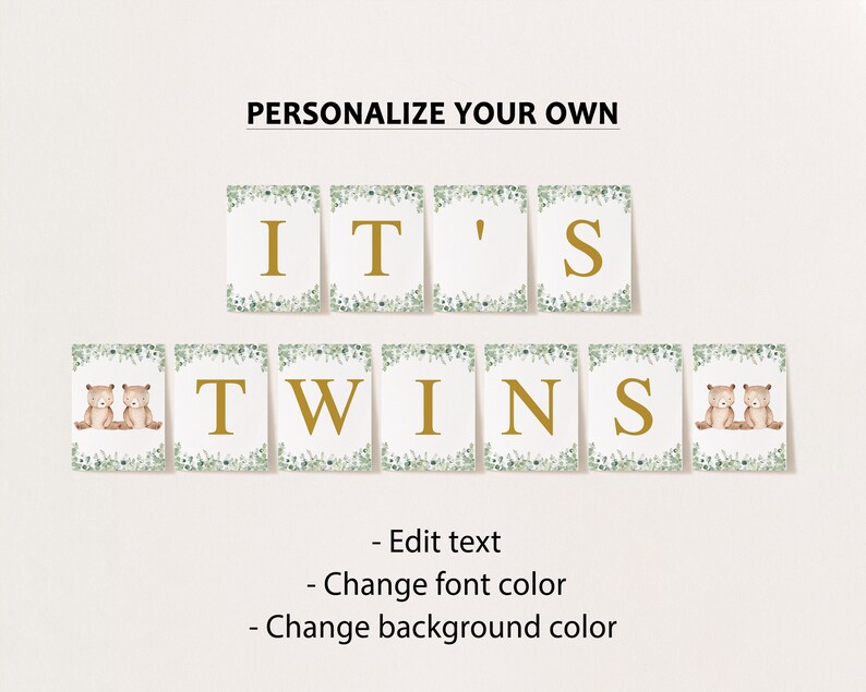 Editable Twins Baby Shower Banner Twins Baby Shower Banner - Etsy