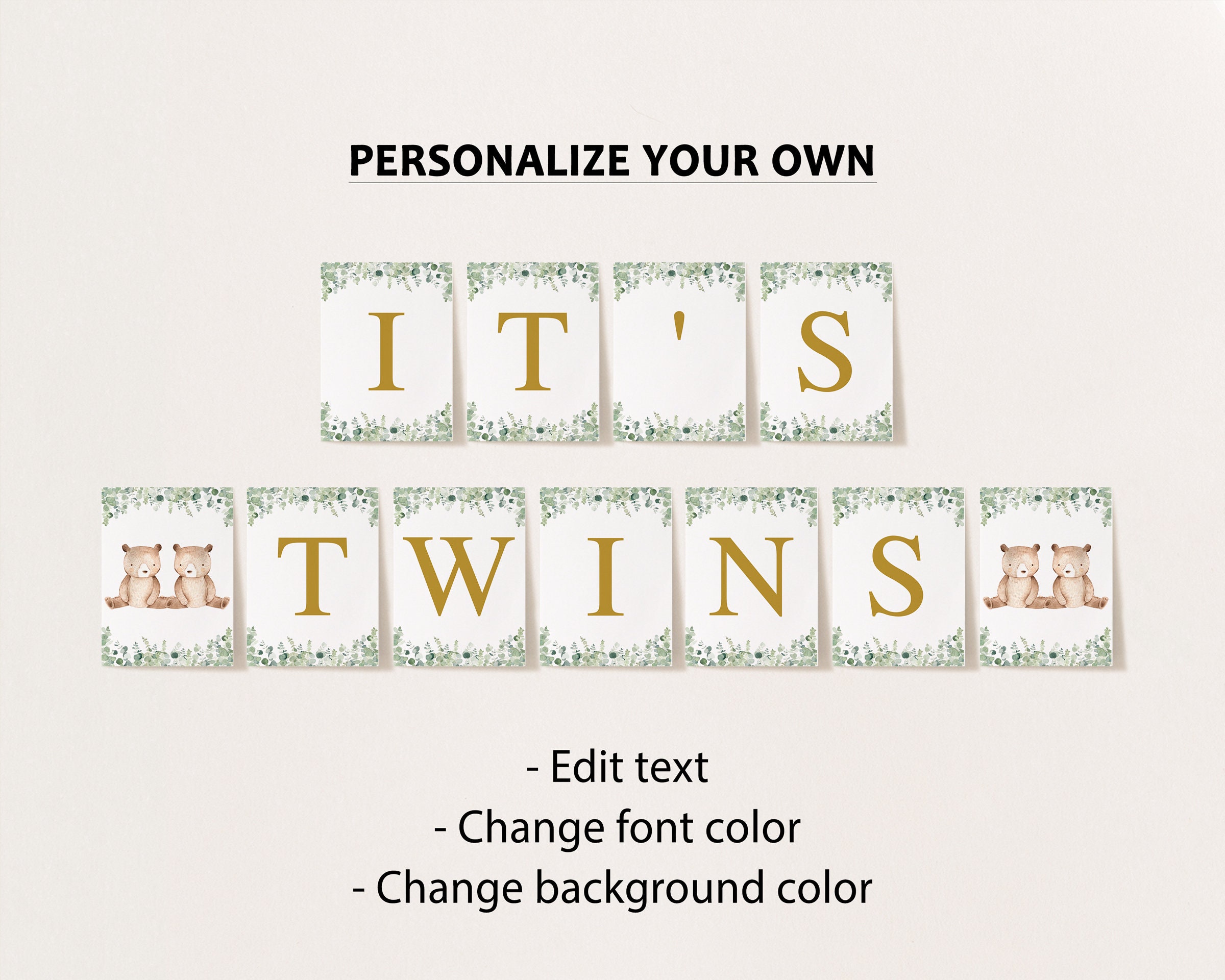 Editable Twins Baby Shower Banner Twins Baby Shower Banner - Etsy