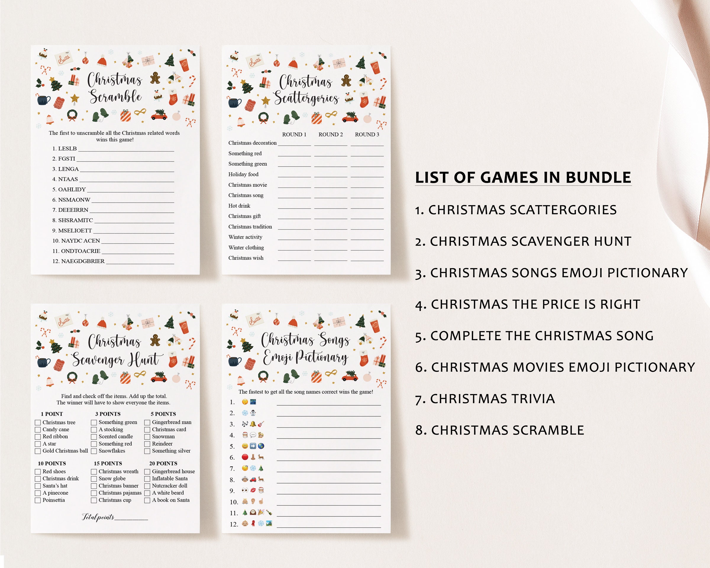 8 Virtual Christmas Games Bundle Christmas Games Bundle | Etsy
