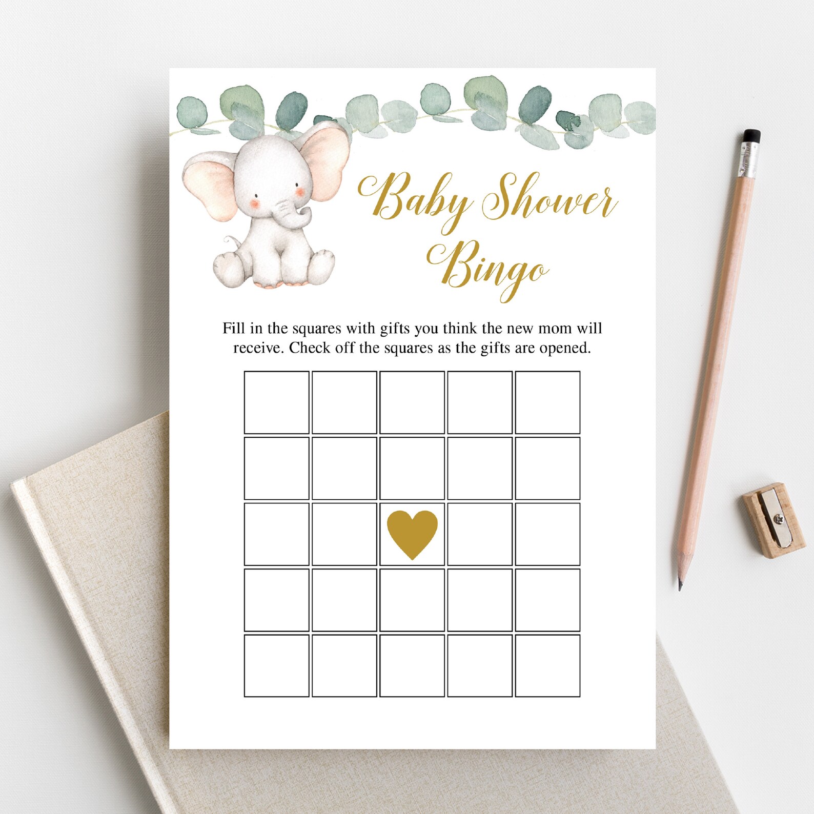 Editable Baby Shower Bingo Game Elephant Bingo Cards Etsy