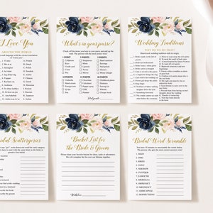 20 Navy Blush Bridal Shower Games, Printable Bridal Shower Games, Floral Bridal Shower, Wedding Shower Games, Bachelorette Party Games image 4